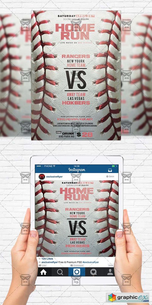 Baseball Game - Flyer Template + Instagram Size Flyer