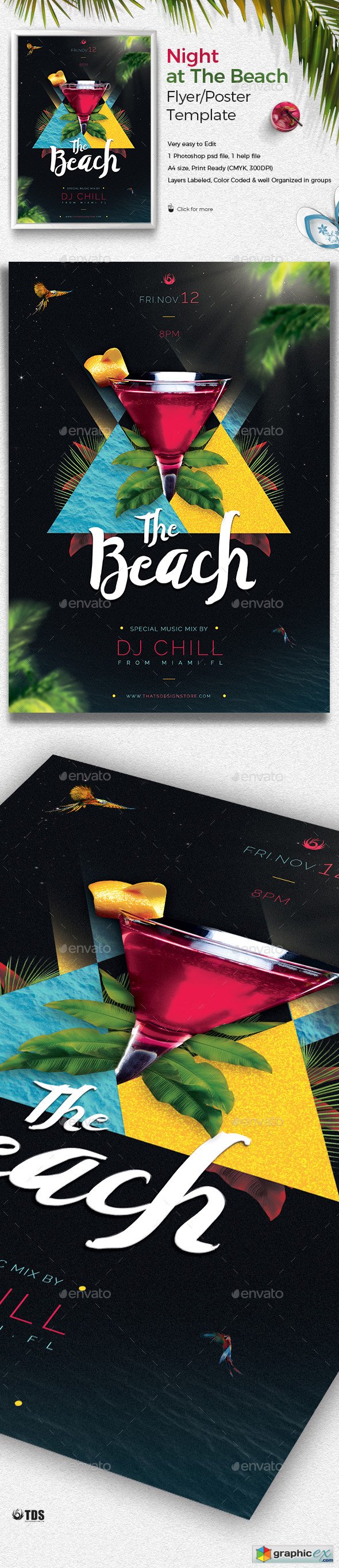 Night at The Beach Flyer Template