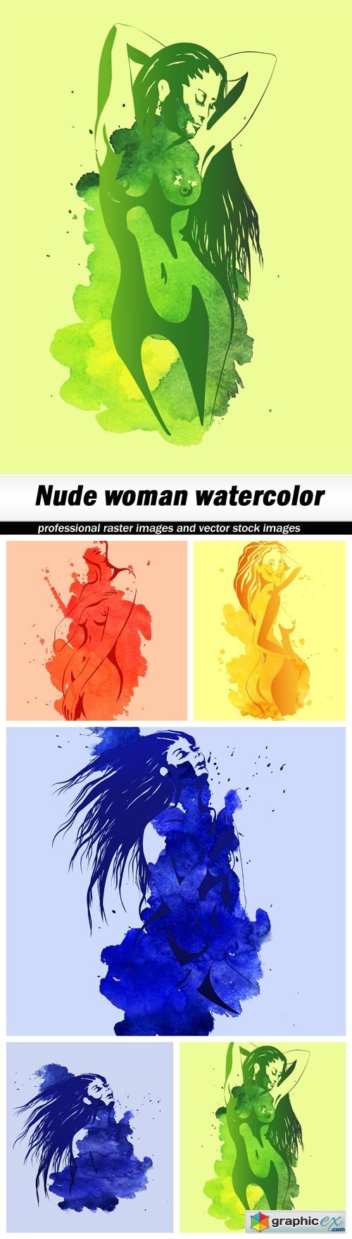 Nude woman watercolor - 5 EPS