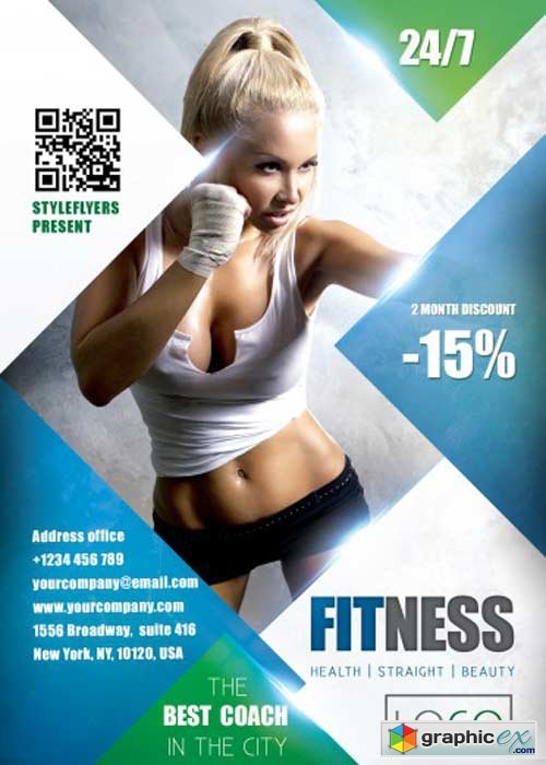 Fitness V22 PSD Flyer Template with Facebook Cover