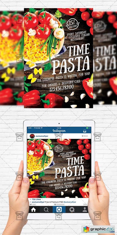 Pasta Time - Flyer Template + Instagram Size Flyer