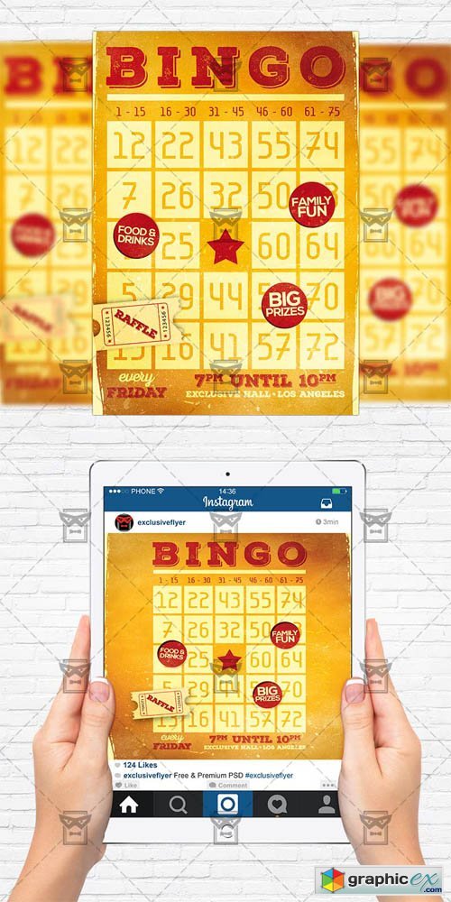 Bingo Night - Flyer Template + Instagram Size Flyer