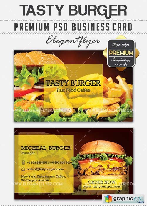 Tasty Burger V5 Premium Business card PSD Template
