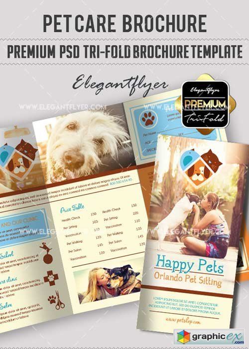 Pet Care V11 Premium Tri-Fold PSD Brochure Template