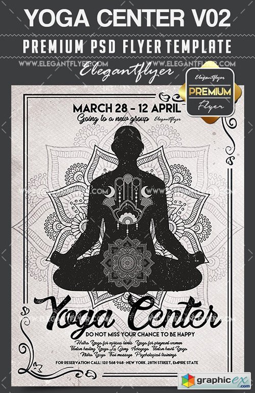 Yoga Center V02  Flyer PSD Template + Facebook Cover