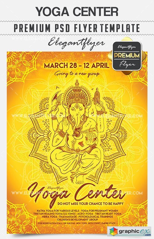 Yoga Center  Flyer PSD Template + Facebook Cover
