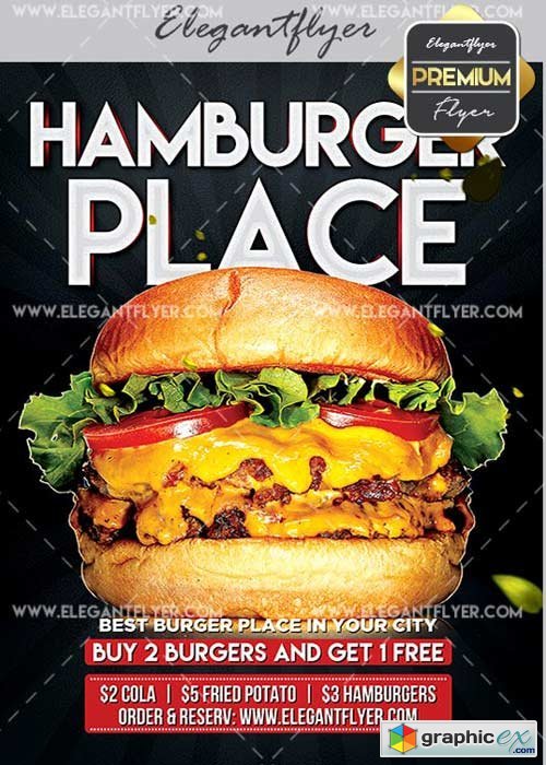 Hamburger Place V10 Flyer PSD Template + Facebook Cover