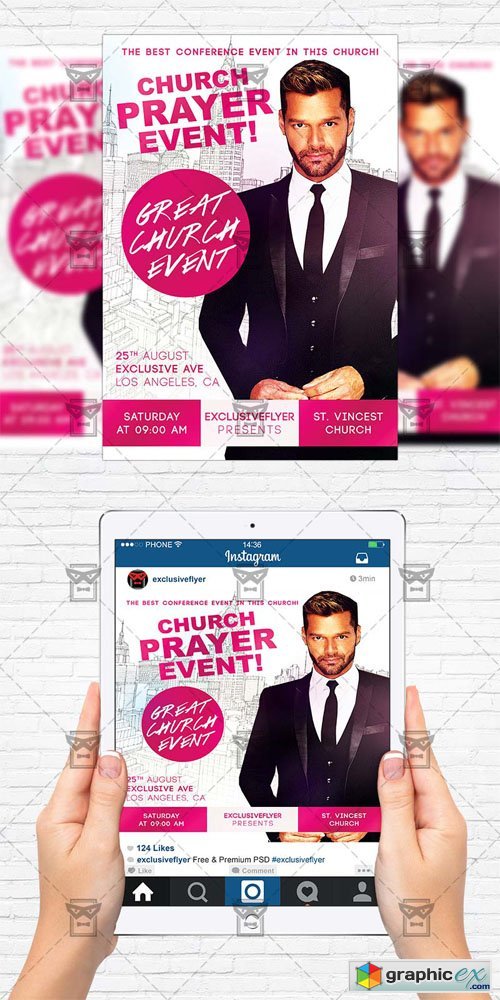 Church Praye Event - Flyer Template + Instagram Size Flyer