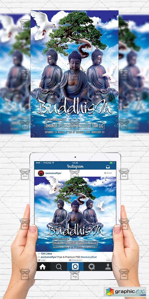 Buddhism - Flyer Template + Instagram Size Flyer