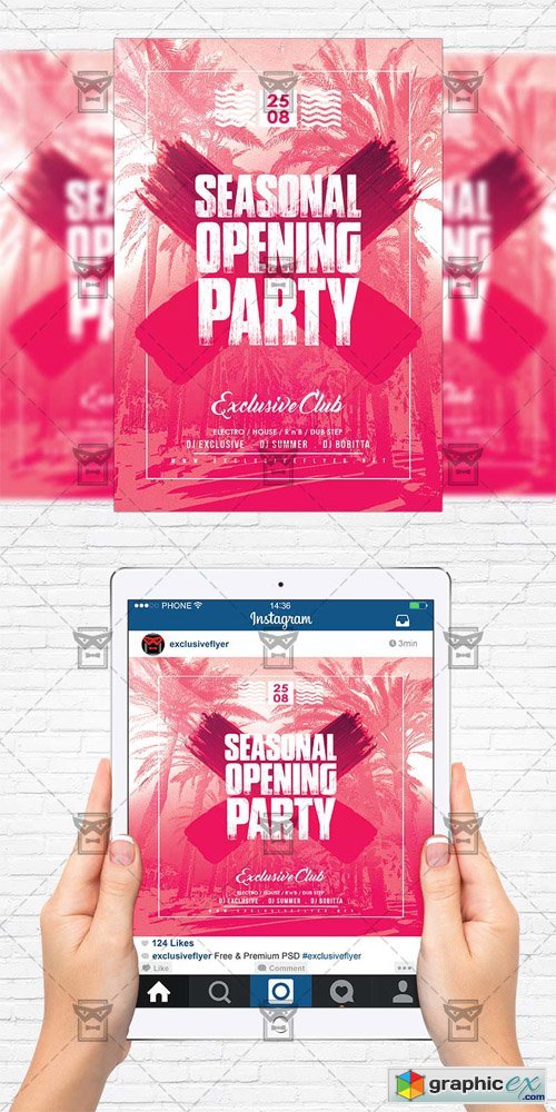 Season Opening Party - Flyer Template + Instagram Size Flyer