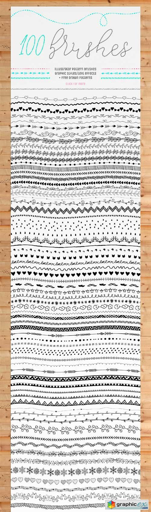 100 Pattern Brushes+9 Graphic Styles