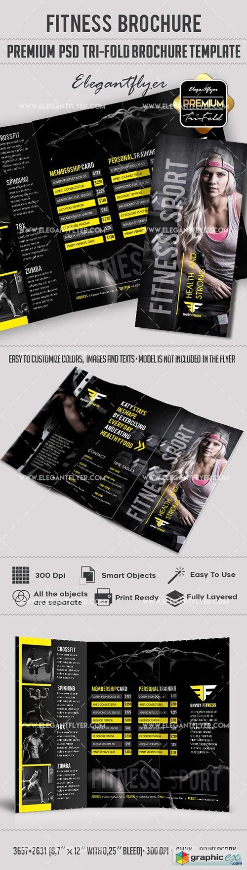 Fitness  Premium Tri-Fold PSD Brochure Template
