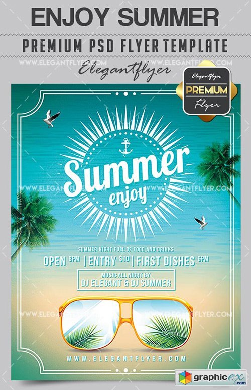 Enjoy Summer  Flyer PSD Template + Facebook Cover