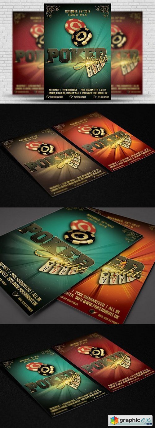Poker Night Flyer Template 4 x 6