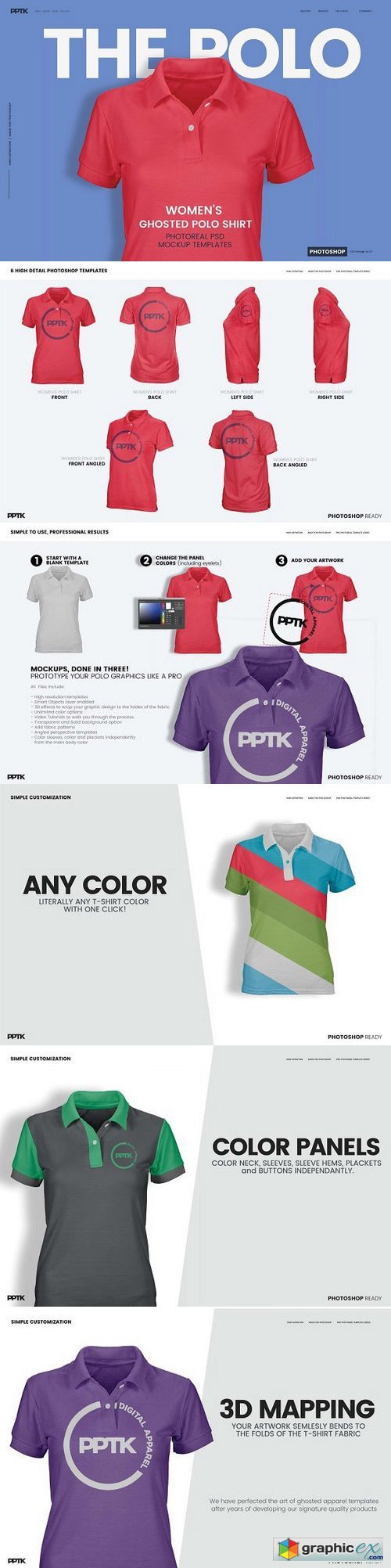 Womens Ghosted Polo Shirt Templates