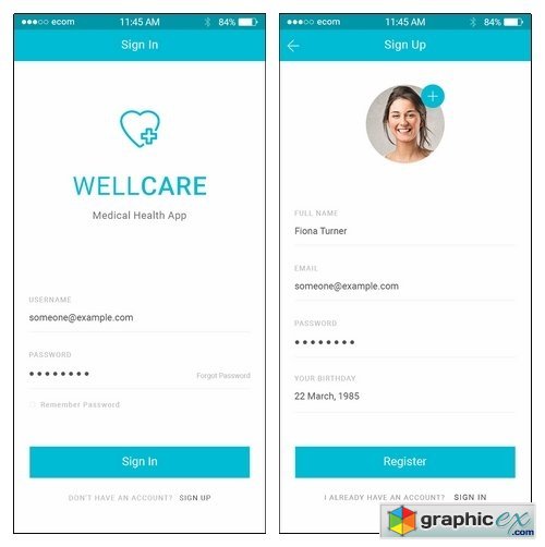 Well Care - Medical & Health Care Mobile PSD APP