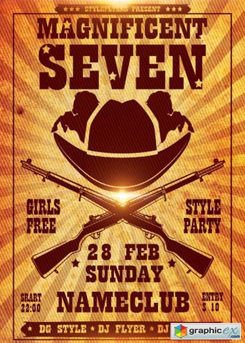 The Magnificent Seven V1 PSD Flyer Template with Facebook Cover