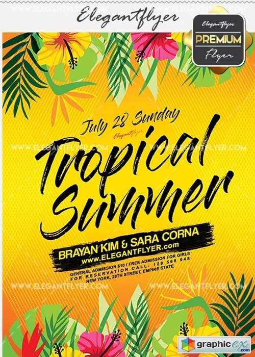 Tropical Summer V20 Flyer PSD Template + Facebook Cover