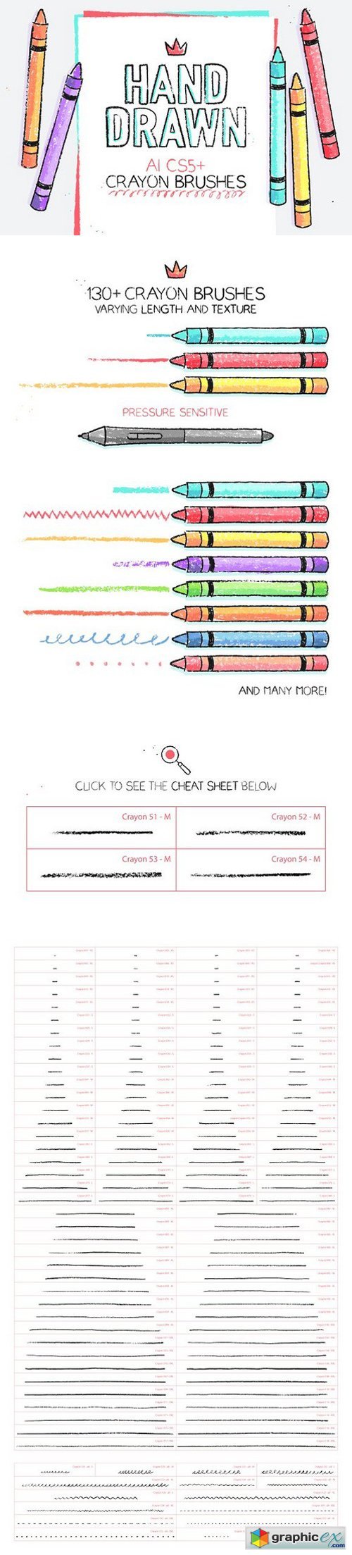 134 Illustrator Crayon Brushes