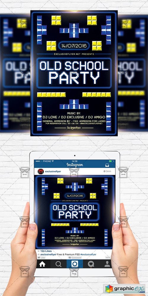 Old School Party - Flyer Template + Instagram Size Flyer