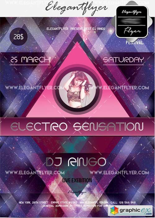 Electro Sensation V12 Flyer PSD Template + Facebook Cover