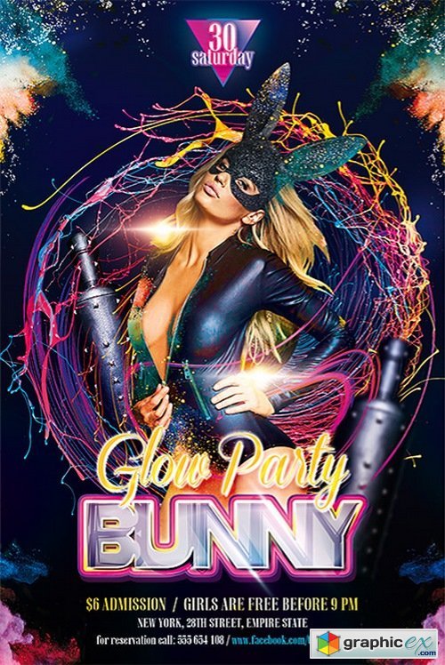Bunny Glow Party Flyer Template