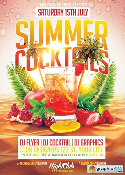 Summer Cocktails V21 Flyer Template