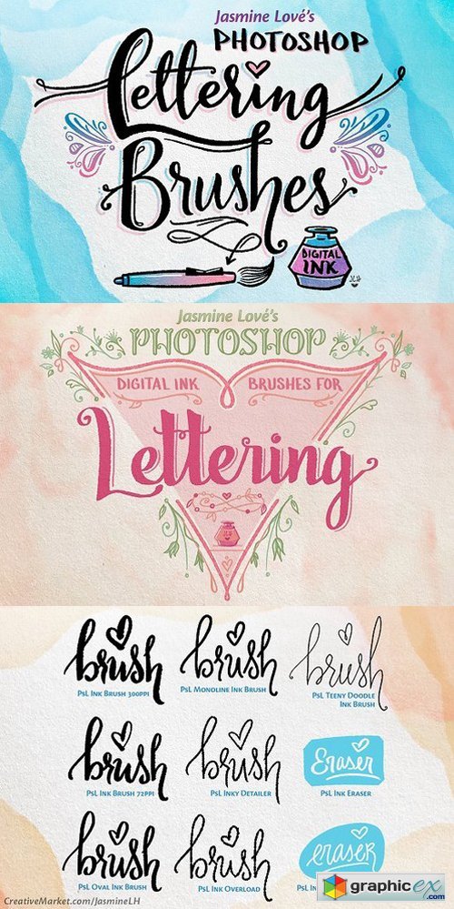 Digital-Ink Lettering Brushes