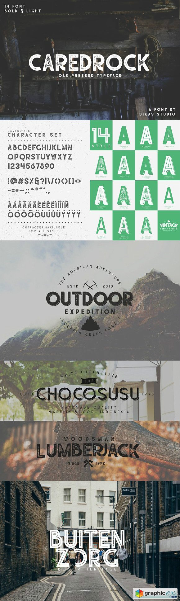 Caredrock - 14 Fonts Style + Extras