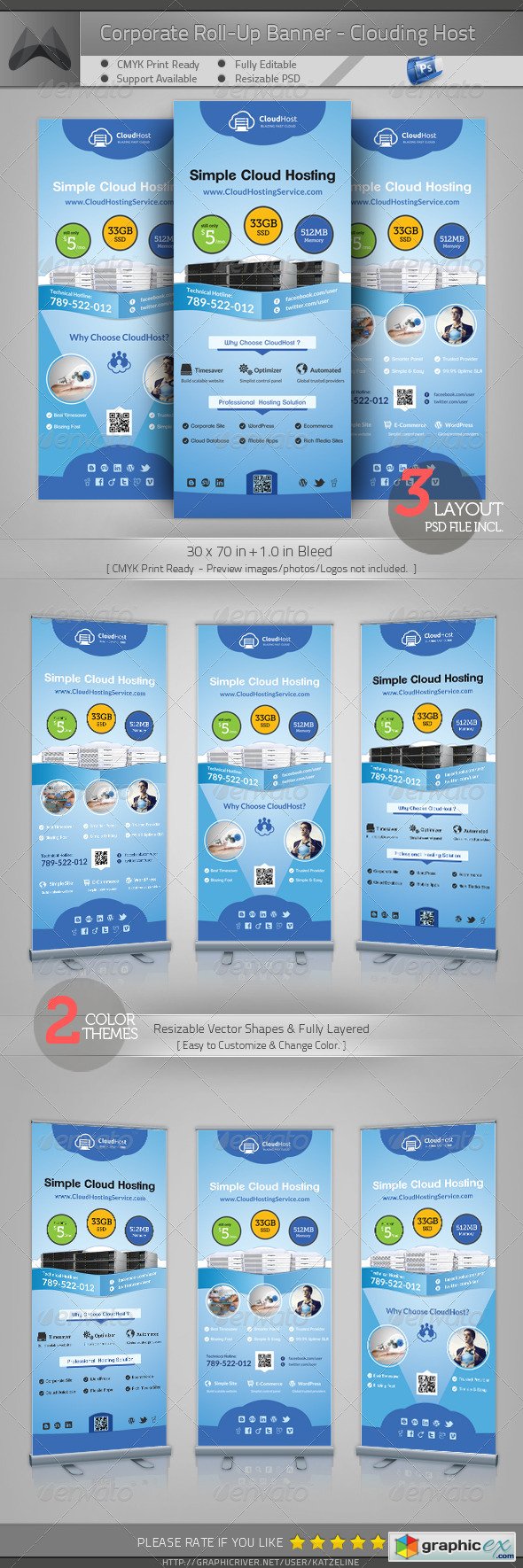 Graphicriver Cloud Hosting Service - Roll-up Banner Template