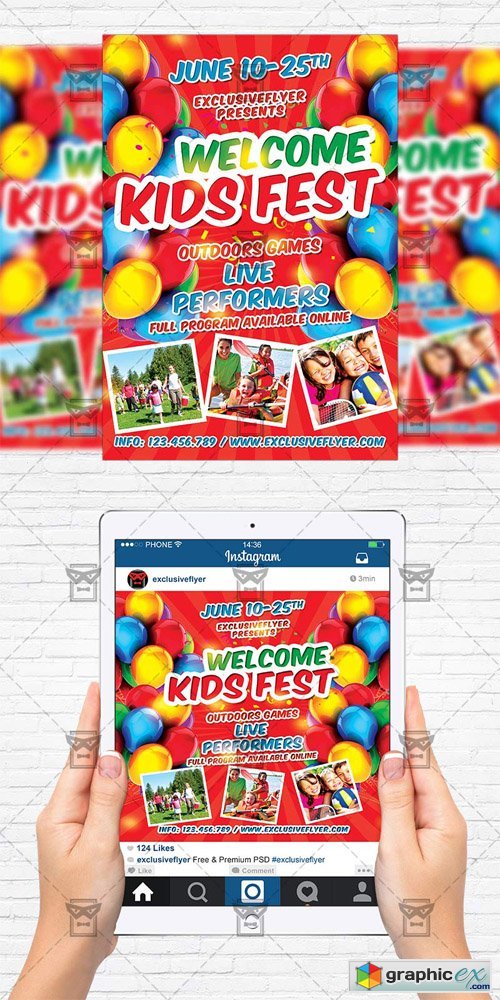 Kids Fest - Flyer Template + Instagram Size Flyer
