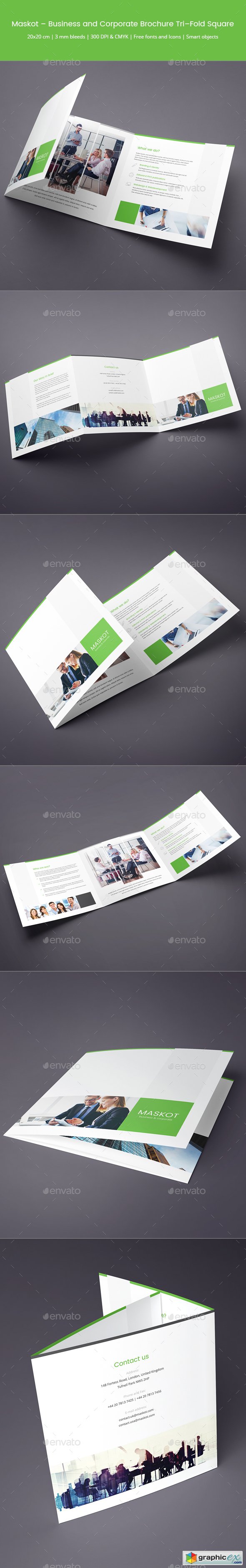 Maskot  Business and Corporate Brochure Tri-Fold Square