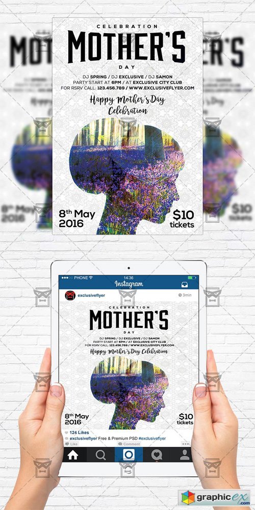 Mother Day Celebration - Flyer Template + Instagram Size Flyer