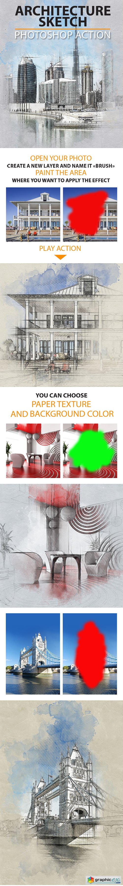 Graphicriver Architecture Sketch Photoshop Action