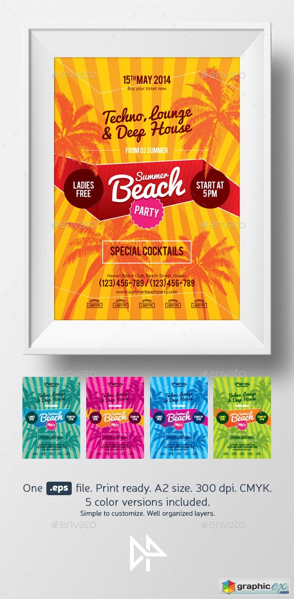 Summer Beach Party Poster Template