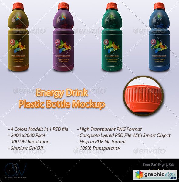 Energy Drink Plastic Bottle Mockup