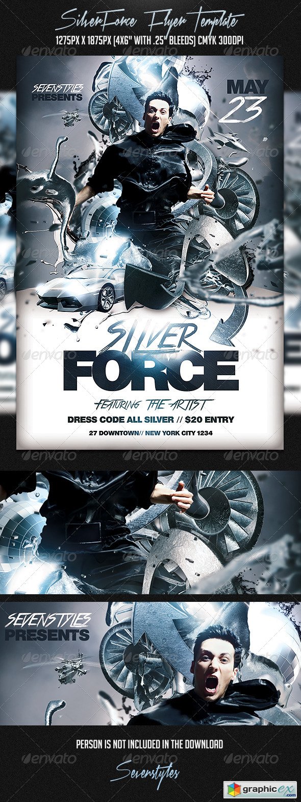 Graphicriver Silver Force Flyer Template