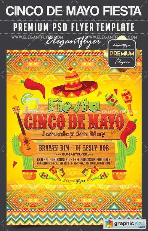 Cinco De Mayo Fiesta  Flyer PSD Template + Facebook Cover