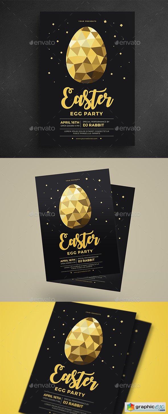 Gold Easter Egg Hunt Party Flyer