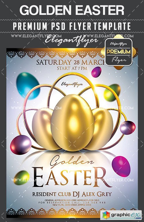 Golden Easter  Flyer PSD Template + Facebook Cover