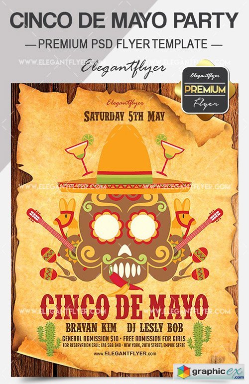 Cinco De Mayo Party  Flyer PSD Template + Facebook Cover 2
