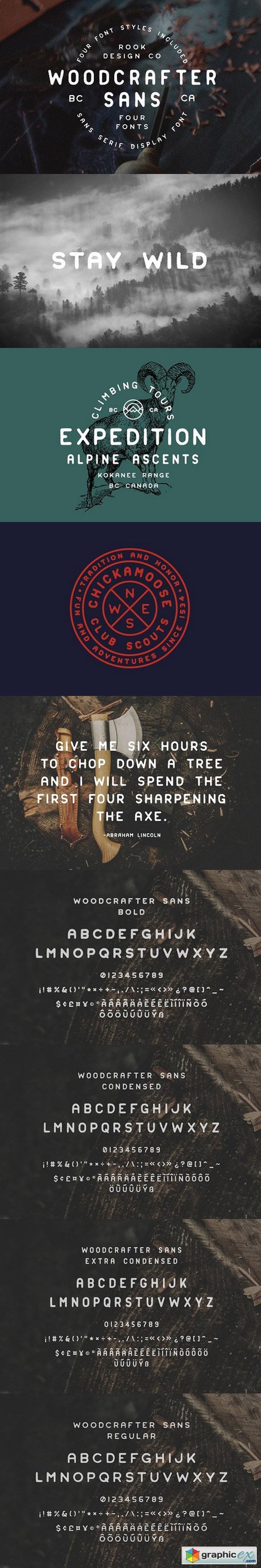 Woodcrafter Sans - 4 Font Family