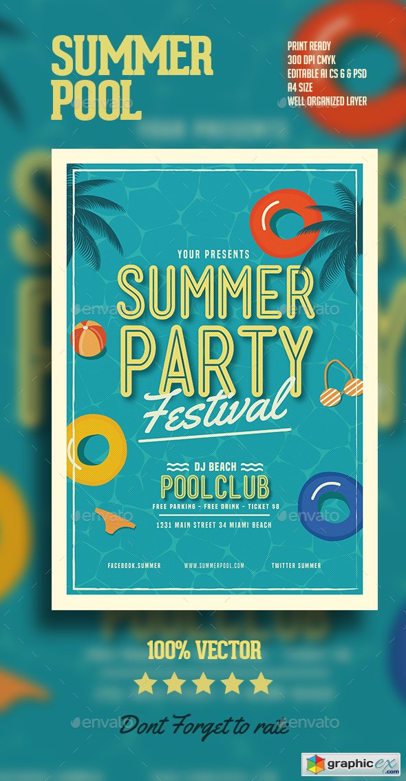 Summer pool Party Flyer
