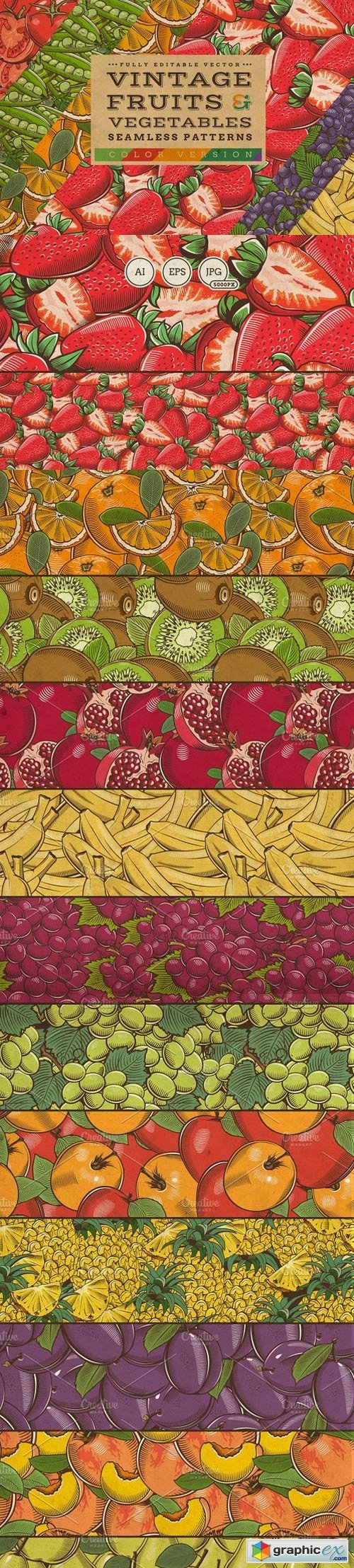 Fruits & Vegetables Vintage Patterns