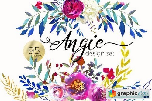 Angie Bright Watercolor Floral Set
