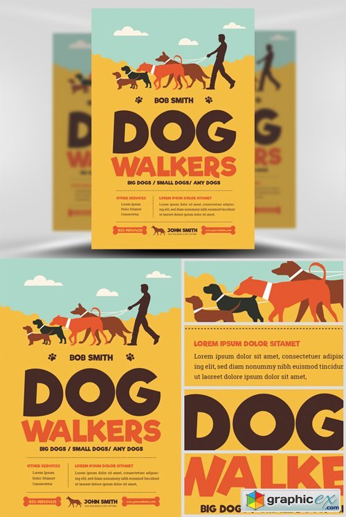 Dog Walkers Flyer Template