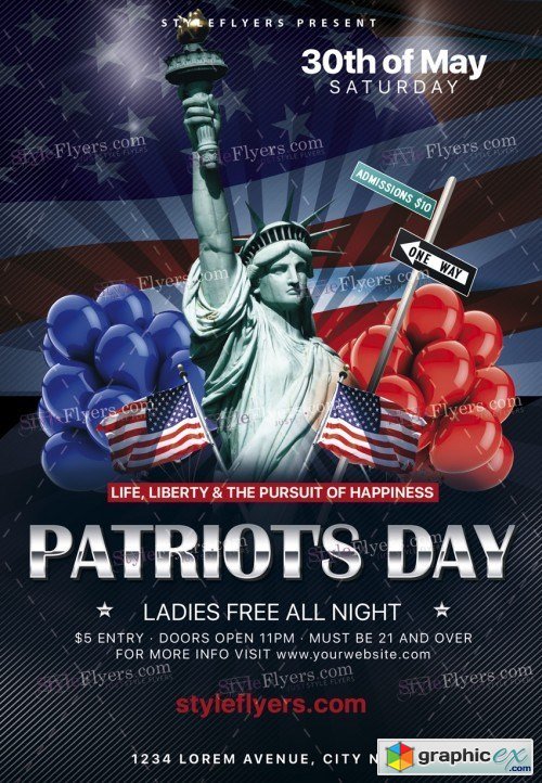 Patriots Day PSD Flyer Template 2