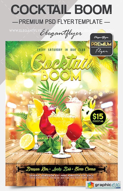 Cocktail Boom  Flyer PSD Template + Facebook Cover