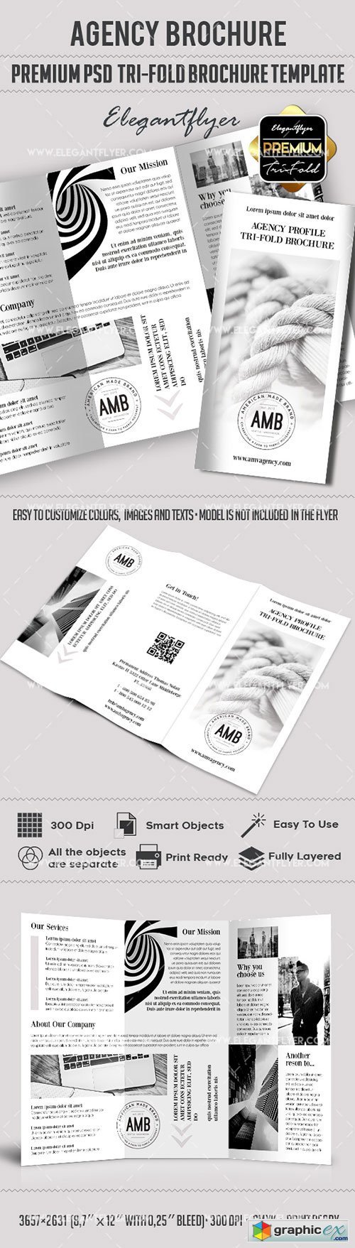 Agency profile  Premium Tri-Fold PSD Brochure Template