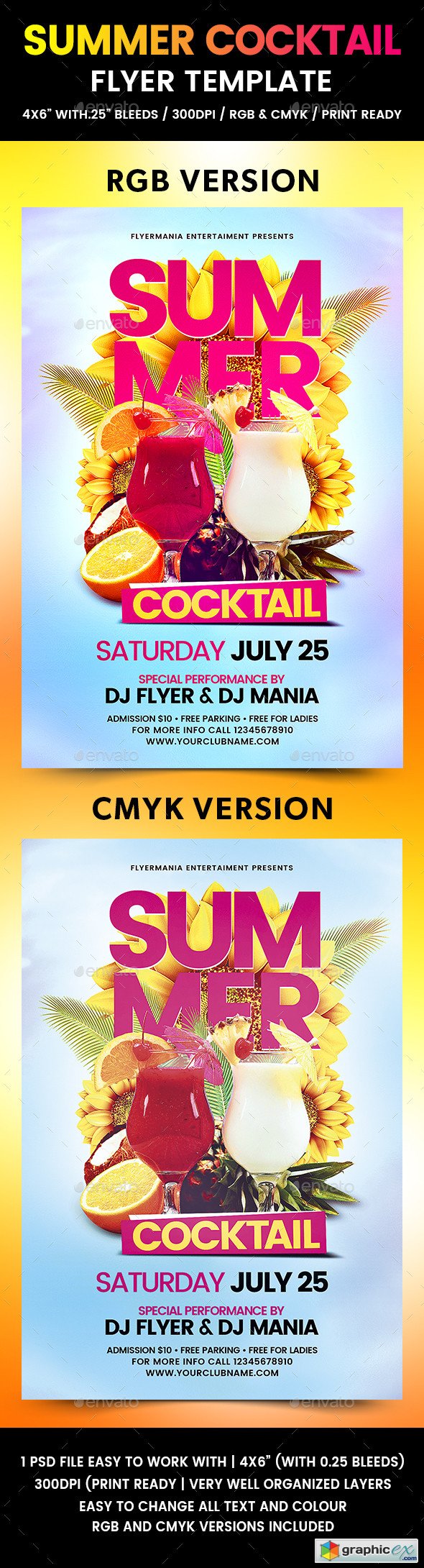 Graphicriver Summer Cocktail Flyer Template